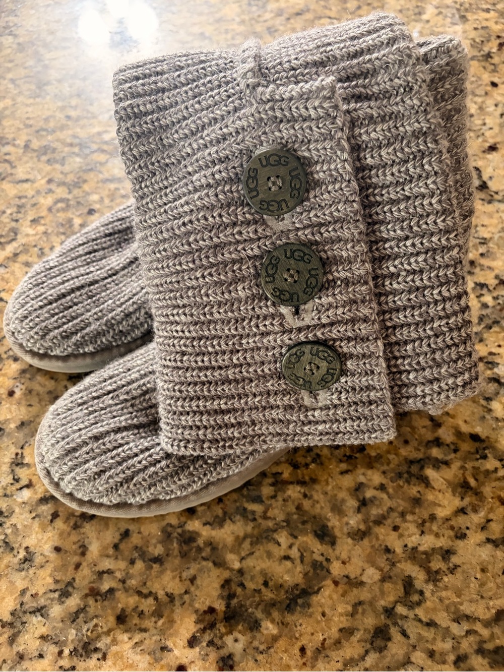 UGG Women's Taupe Knit Button Mid-Calf Boots - Picture 4 of 4